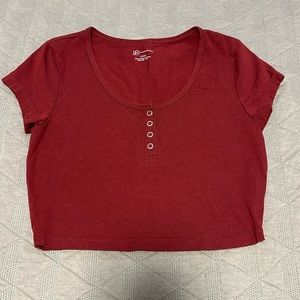 Burgundy buttoned Crop Top